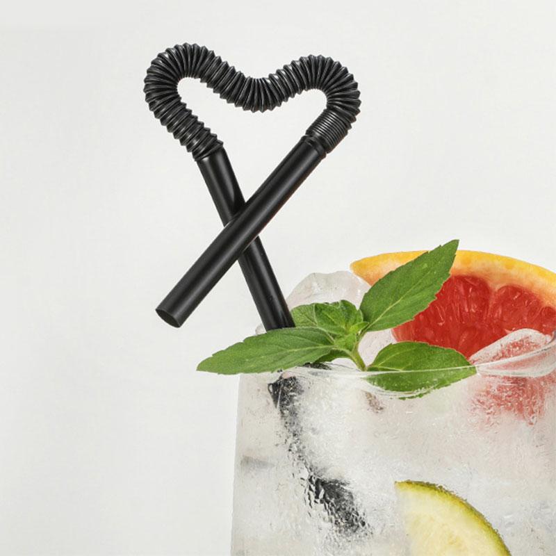 

Drinking Straws Cocktail Solid Color Bendable Black Plastic Straw For Bar Birthday Event Wedding Decorative Party