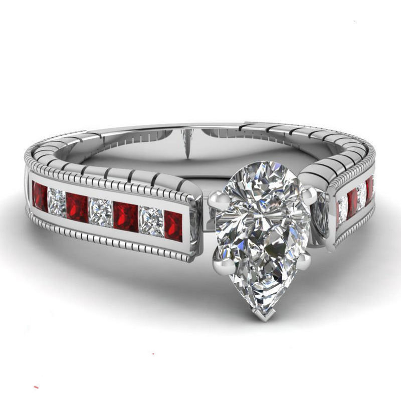 

Mens and womens RING luxury women's water drop shaped zircon silver plated Trinket