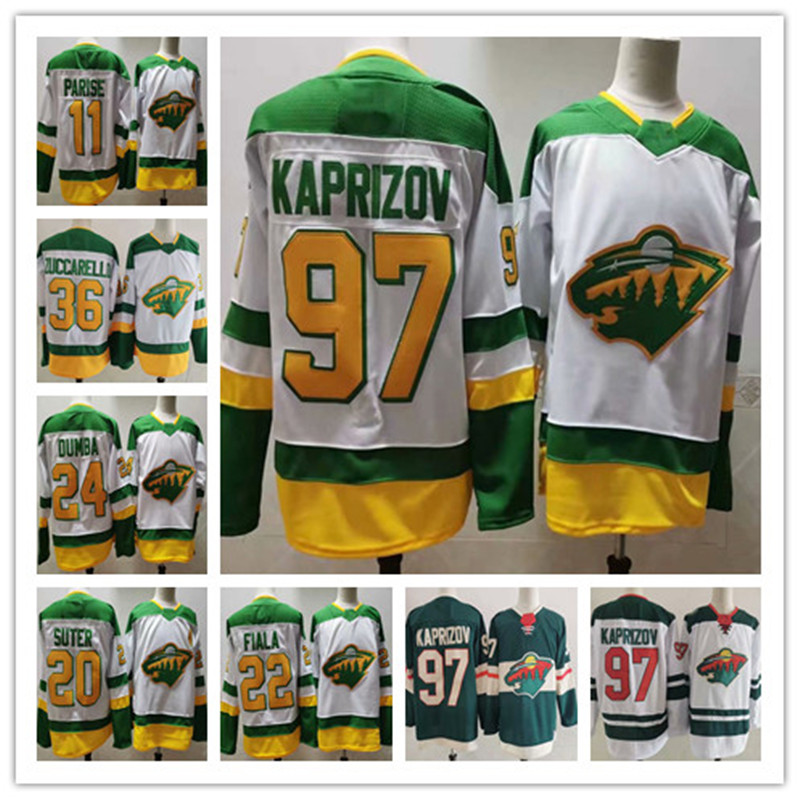 

97 Kirill Kaprizov Minnesota Wild Hockey 2021 Reverse Retro Jersey 11 Zach Parise 22 Kevin Fiala 24 Matt Dumba 20 Ryan Suter 36 Mats Zuccare, Black