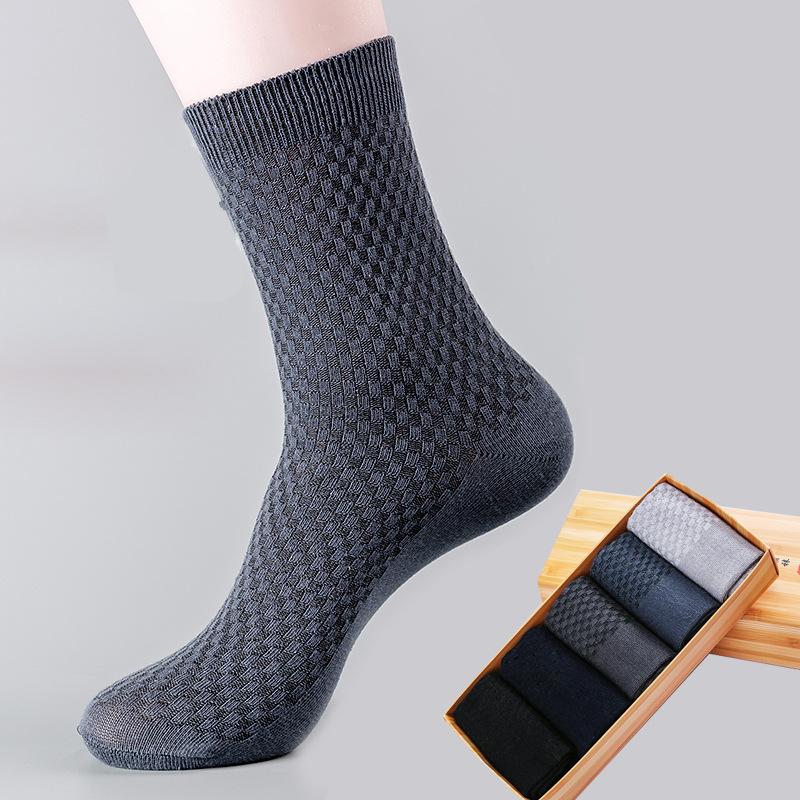 

Men's Socks 5 Pairs High Quality Bamboo Fiber Business Breathable Deodorant Compression Men Long Big Size EUR 39-45