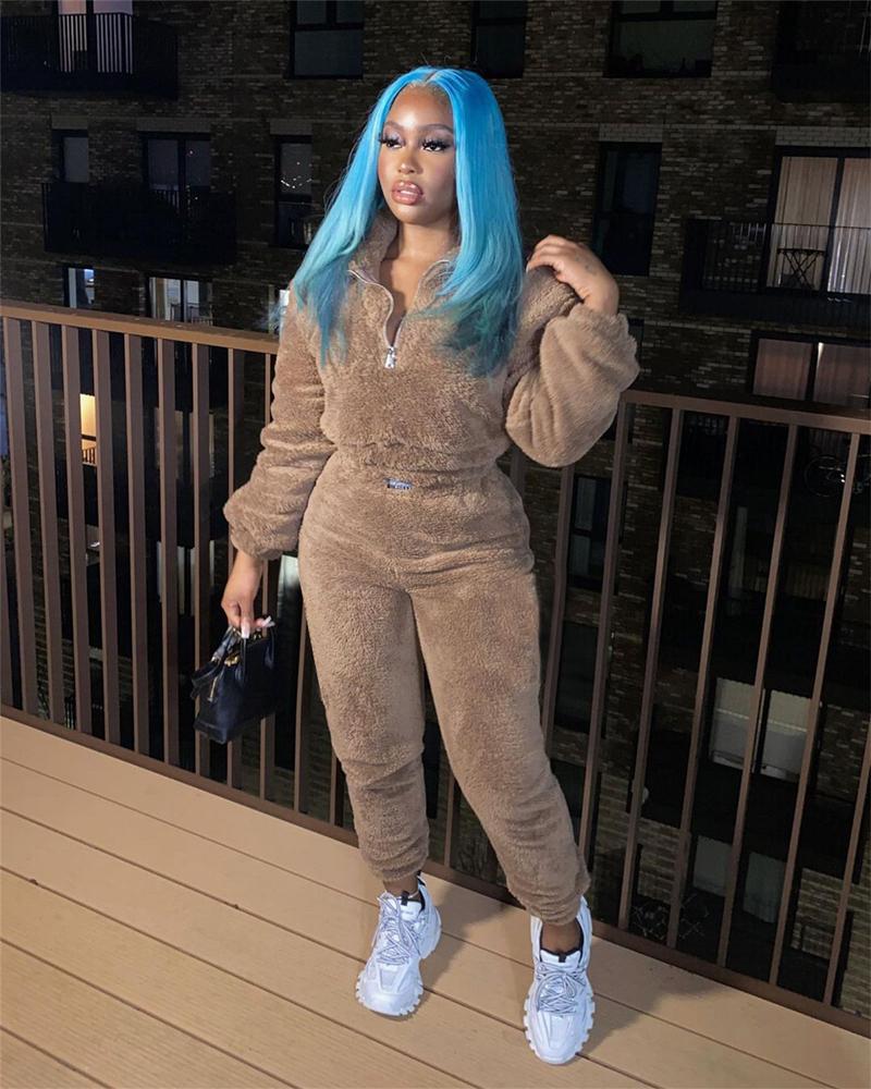 

Women's Two Piece Pants Women Velvet Tracksuit Zipper Pant Sets Casual Joggers Female Pieces Loose Velour Streetwear Outfits EnsembleFemme, White