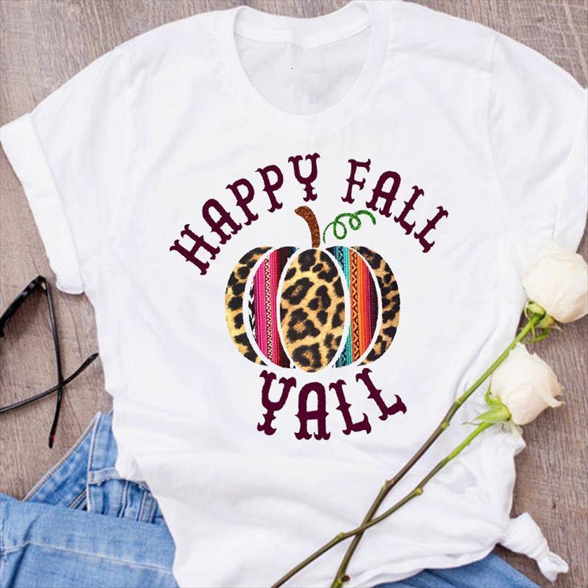 

graphic printing coffee pumpkin women t shirts fall thanksgiving halloween clothes harajuku 90s shirt female short sleeve tee, White