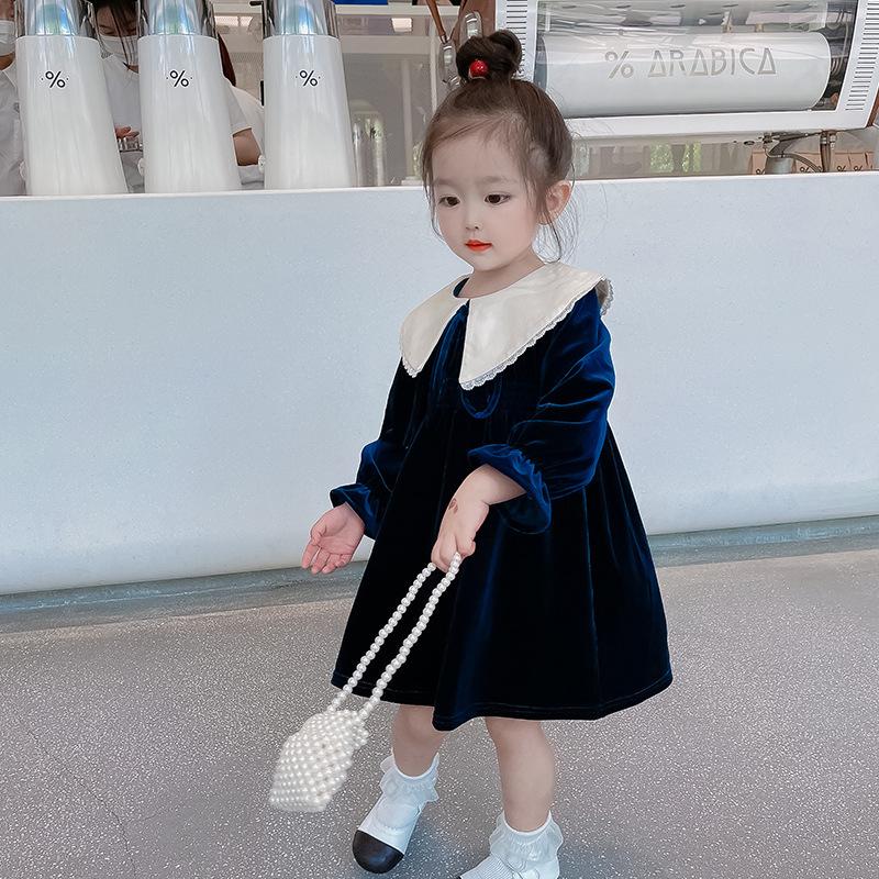 

Girl's Dresses Girl Dress Kids Baby Clothes 2021 Sapphire Thicken Warm Winter Autumn Princess Clothes Outwear Party Cotton Children Clothing, Royal blue