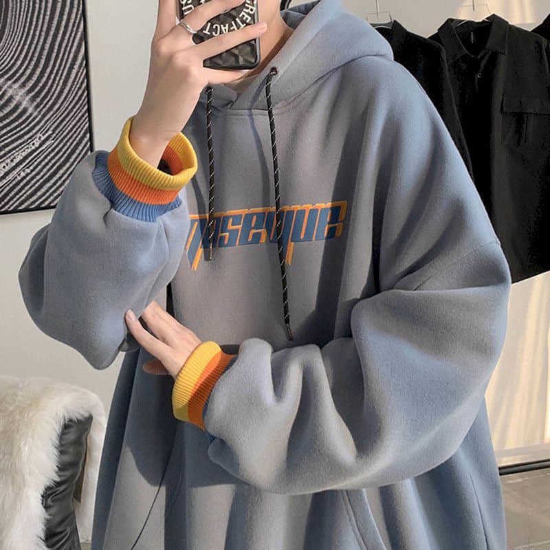 

Preppy Style Hoodies men women plus velvet thick tops spring autumn loose high street Korean Harajuku ulzzang sweatshirt trend 210526, Dark gray