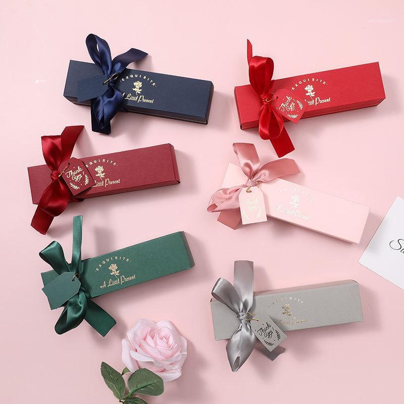 

Gift Wrap Rectangular Boxes With Ribbon Paper Box For Lipstick Package Favor Candy Wedding Party Small Packaging