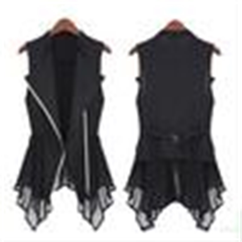 

Women' T-Shirt Summer Women  Plus Size Fashion Long Elegant Sleeveless Chiffon t-shirt Womens Tops Vest White Black  C39 D4D9