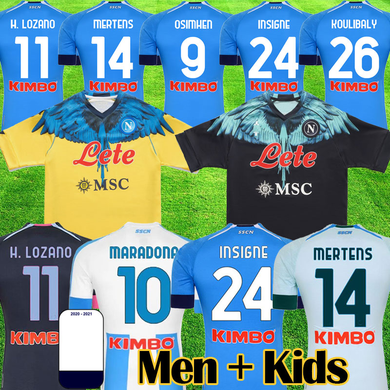 

20 21 22 Napoli Soccer Jersey MARADONA Maglietta da calciatore OSIMHEN INSIGNE 2021 SSC Naples Kits MAGLIA MERTENS Men Kids Football Shirt, Kids home