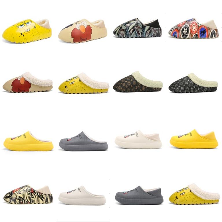

Top quality SLRN slipper sandals Graffiti Desert Sand Triple Resin west Slide Foam Runner Sesame Street pattern pure core Keep warm winter Slippers, Box