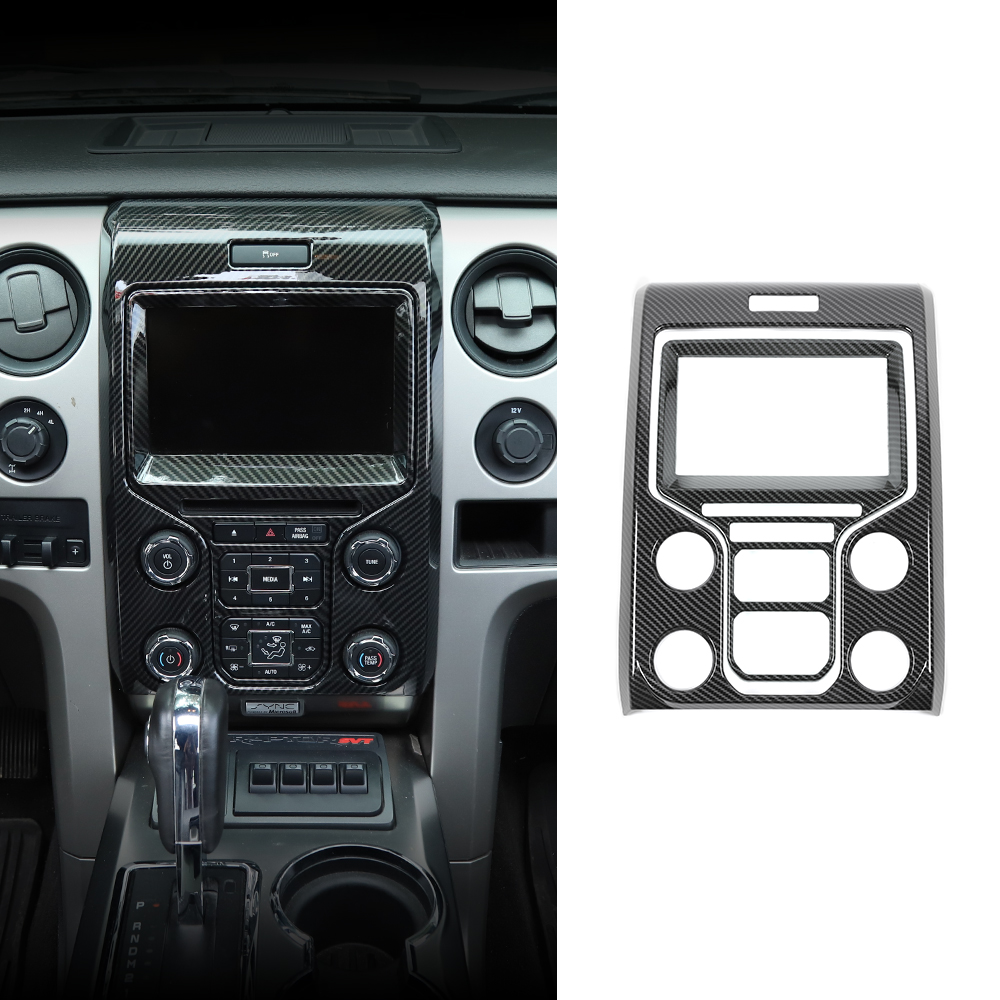 

Carbon Fiber Center Console Panel Navigation Screen Cover Trim Bezel For Ford F150 Raptor 2009-2014 ABS 2PCS