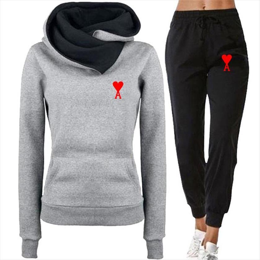 

fashion friends print tracksuit pullovers womenpant hoodies set sportwear suit casual sweatshirt full length trousers outfits, White