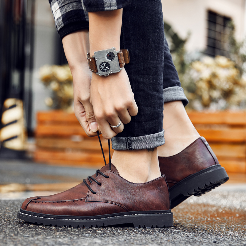 

High Quality Men Dress Shoes Formal Business Leather Shoe Korean Trendy British Style Black Brown Khaki size Eur 38-44 Code 66-1717