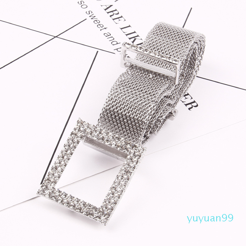 

Designers Gray Diamond Waist Chain Belt Jeans Clothing Matching Elastic Waistband Womens Korean, Gold