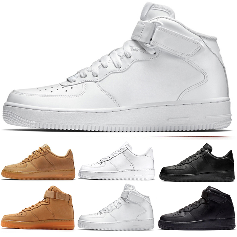 

New Arrival One 1 Dunk Running Shoes all Black White Men Women Sports Skateboarding Ones High Low Cut Wheat Brown Trainers Sneakers 36-45, Color 2