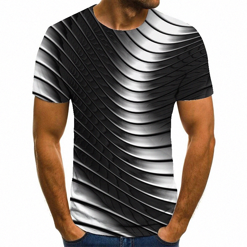 Chemise T-shirt Hommes 3D Imprimer Géométrique col rond Casual Daily 3D Imprimer Imprimé à manches courtes Tops Casual Fashion Noir / Blanc J79i