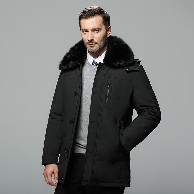 

Men's Down & Parkas Coats Mens Winter Thichen Jacket Liner Detachable Fashion Fur Collar Men Thick, Black
