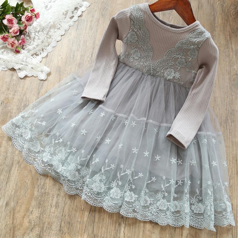 

Girl's Dresses Winter Girls Long Sleeve Princess Dress For Children Warm Knitted Lace Kids Birthday Wedding Party Vestido Autumn Clothing, Red;yellow