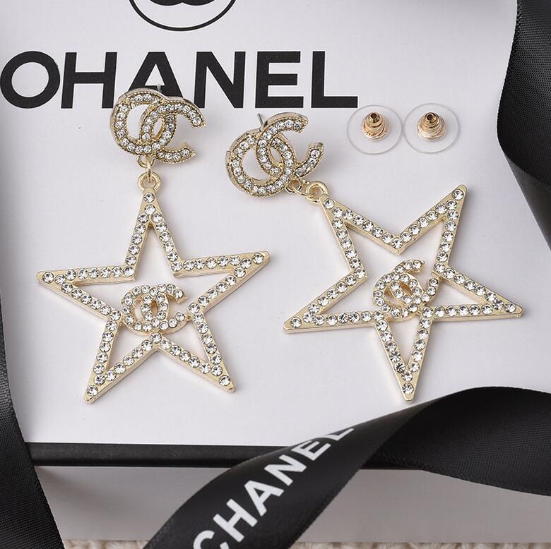 

2color 18K Gold Plated Luxury Brand Designers Creativity Double Letters Stud C Geometric Exaggerate Pentagram Classic Women Earring Wedding, Golden;silver