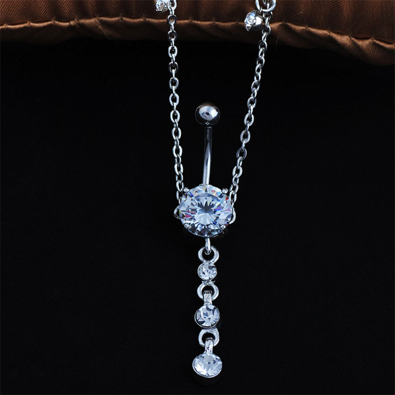 

Women Sexy Rhinestone Dangle Belly Button Chain Navel Piercing Ring Body Jewelry Waist Chain Button Puncture Jewelry