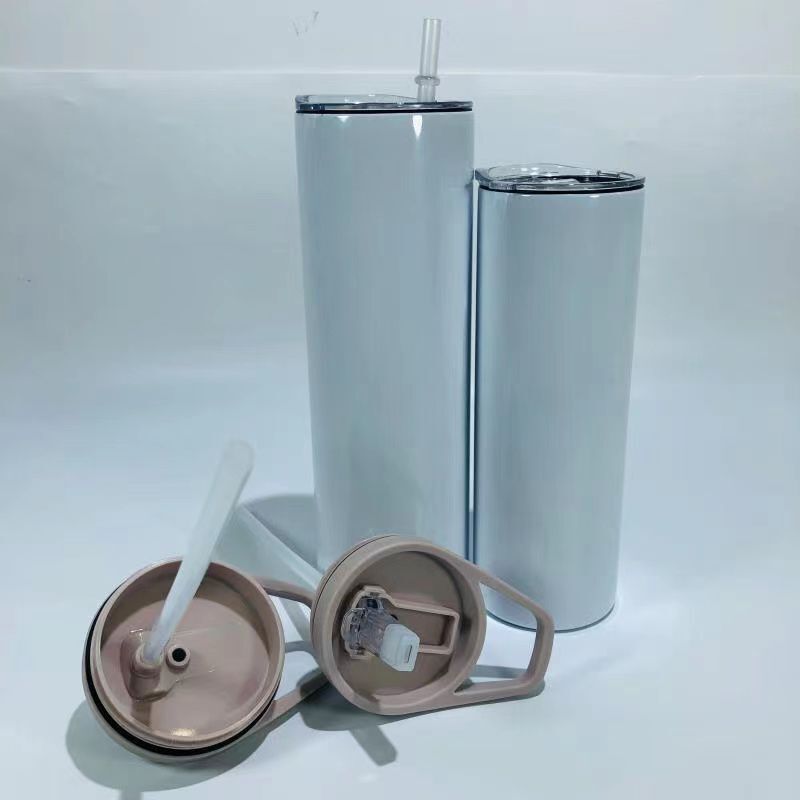 

Dual Lids STRAIGHT Skinny Tumblers 20oz 30oz Blank white Sublimation Tumbler with 2 lids Stainless Steel Water Bottles Heat Transfer Drinking Cups Vacuum Insulated