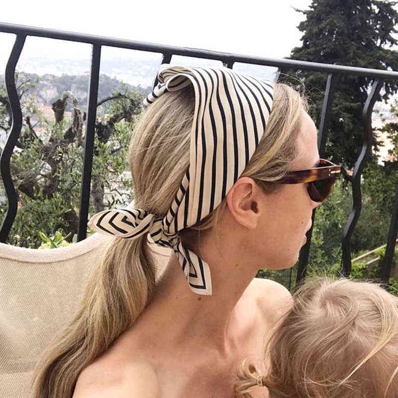 

Striped Scarf Women Scarf Fashion Brand Silk Scarf Square Scarves Head Band Neck Tie Band Professional Neckerchief Y1108