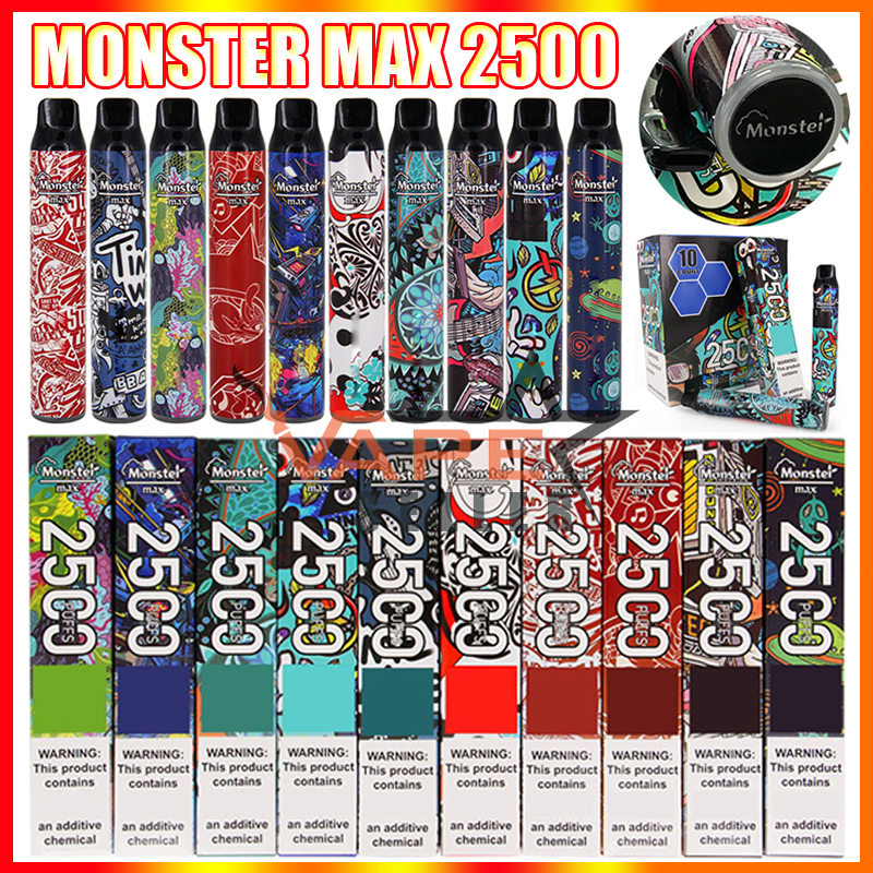 

Original Monster Max Disposable Vape Pen E Cigarette Device With 850mAh Battery Prefilled 7.5ml Pods 2500 Puffs Stick Pens VS Bang Switch Duo