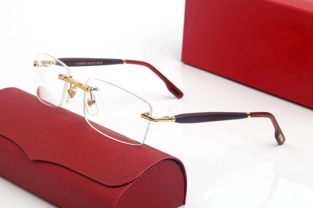 

Retro rectangular sunglasses business casual Mixed Color Full Frame men and women classic metal wooden glasses Frameless gold silver decoration multicolor lenses