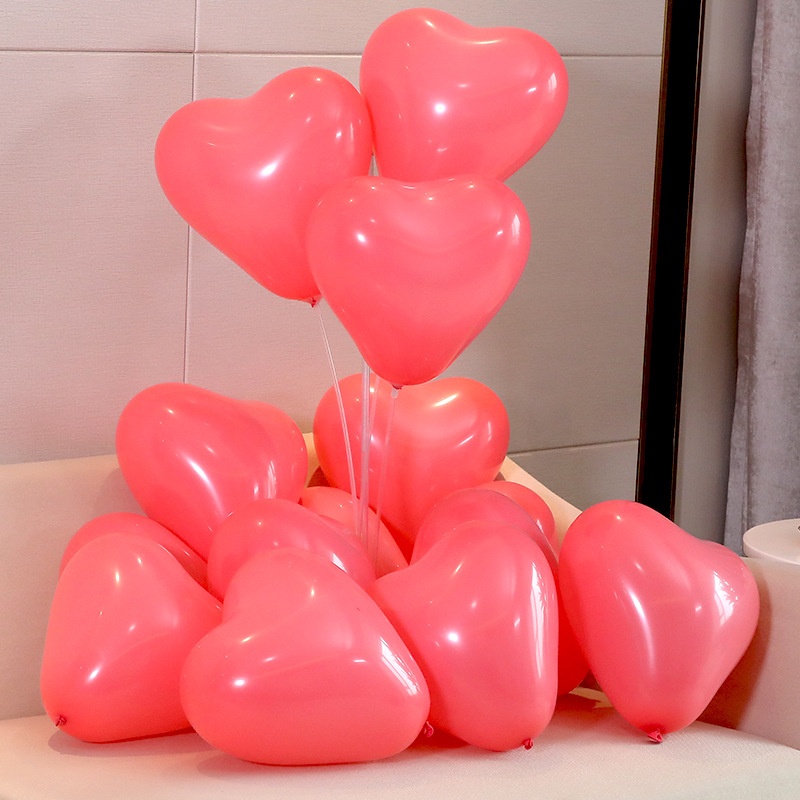 

100pcs Ruby Red Latex Balloons Love Heart Inflatable Air Helium Balloon Valentine's Day Marriage Wedding Party Decor Supplies