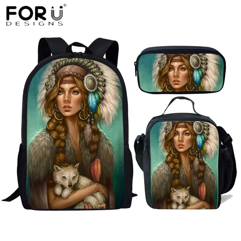 

Cool Women School Bags Wolf Print Orthopedic Bookbags For Teenager Girls Large Campus Backpack Daypack