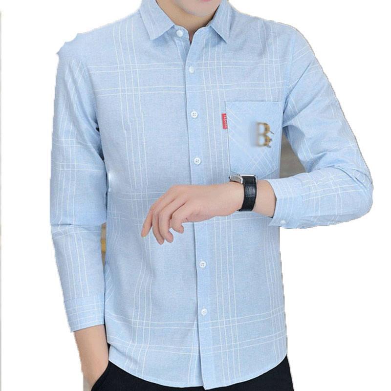 

Men's Business Shirts High Quality Fashion Men T Shirts Solid Color Stripes Designer long sleeves casual shirt 100% Cotton spring Clothing Size -3XL, Ribbon(not for sale separatel