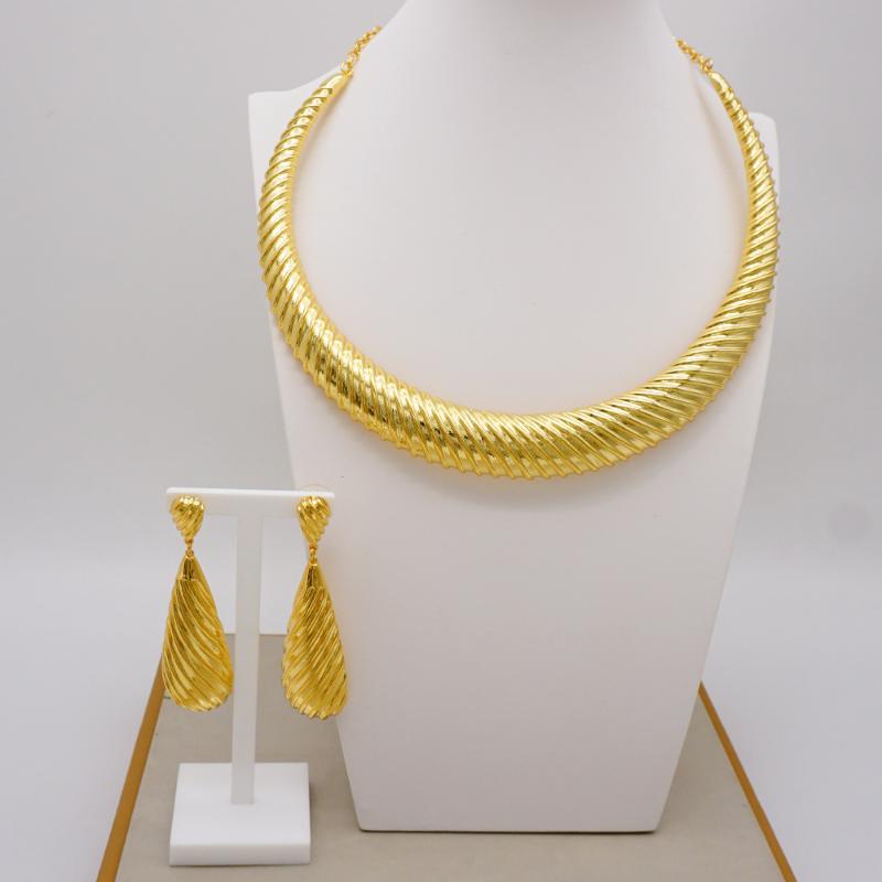 

Earrings & Necklace Exquisite Italian Gold Jewelry Set Unique For Women Style Latest Design Jewelery Sets, Silver