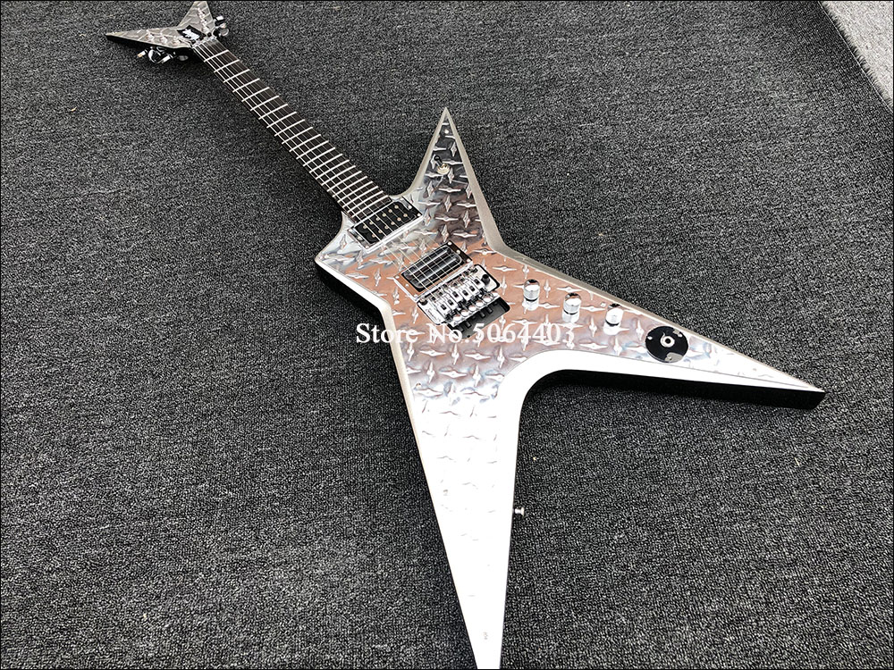 

Wash Dim 3 USA Stealth Dimplate Dimbag Darrell Electric Guitar Metal Diamond Plate, Flyod Rose Tremolo Bridge, Chrome Hardware