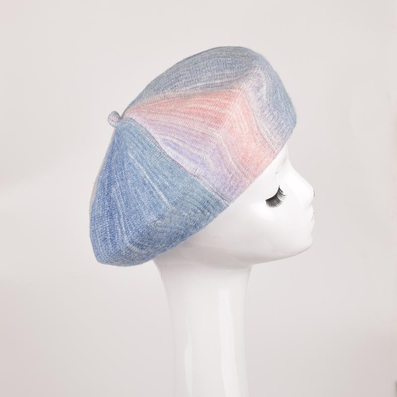 

Berets Colorful Gradient Wool Knitting Beret For Girl Women Retro All-match Warm Hat Autumn Winter Fashion Cap Accessories, Black