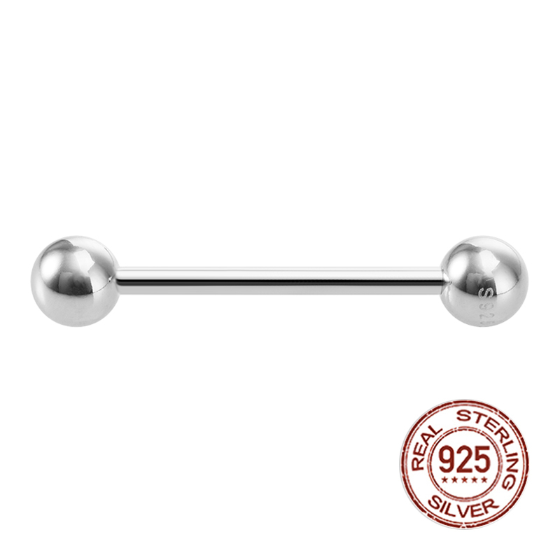 

1PC 925 Sterling Silver Round Straight Tongue Barbell for Women 16mm Nipple Rings 14G Hypoallergenic Piercing Fine Jewelry