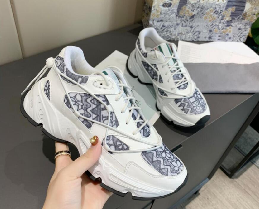 

2021 designer shoes White Leather Calfskin Sneakers Top Technical Knit Women Platform Blue Grey shoe with box, Wcolor 5