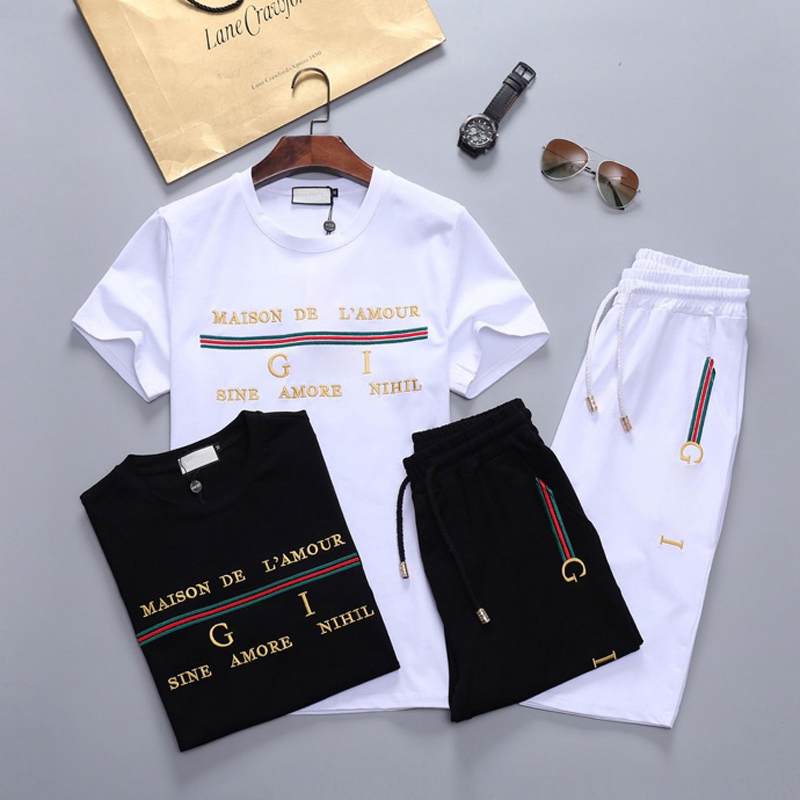 

2021 Mens Tracksuit Summer Sweatshirts Sweat Clothing Men short Tracksuits Jackets Sportswear Sets Jogging Hoodies Suit Fashion Gym Bee Printed QAQ, Gray