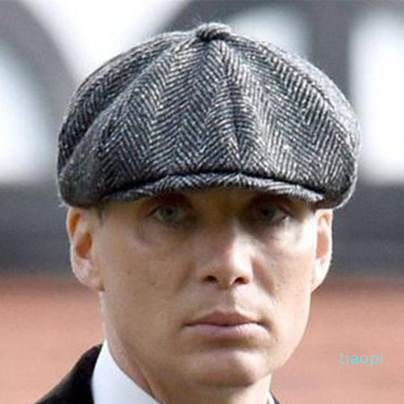 

Wool Newsboy Caps Men Herringbone Flat Caps Gatsby Cap Woolen Golf Driving Hats Vintage Inspired Hat Winter Peaky Blinders, Grey