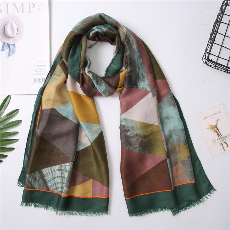 

Scarves 2022 Fashion Women's Scarf Spring Shawl And TowelShawl Paris Yarn Autumn Print Silk, Blue;gray
