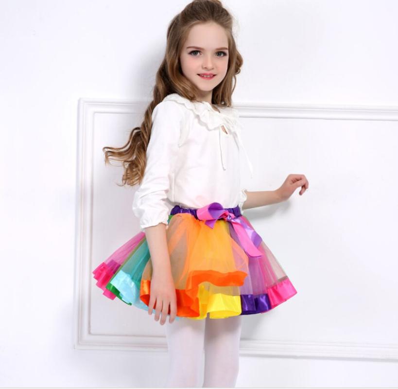 

Skirts Seven Colors Princess Sequins Fluffy Pettiskirt Girl Multicolor Dance Party Rainbow Kids Ballet Petticoat Gauze, Blue