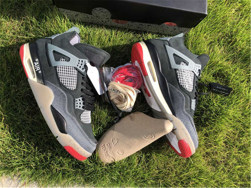 

Authentic 4 Bred SP WMNS Sail 4S Men Athletic Shoes Off Muslin White Black Zapatos Sports Sneakers With Box