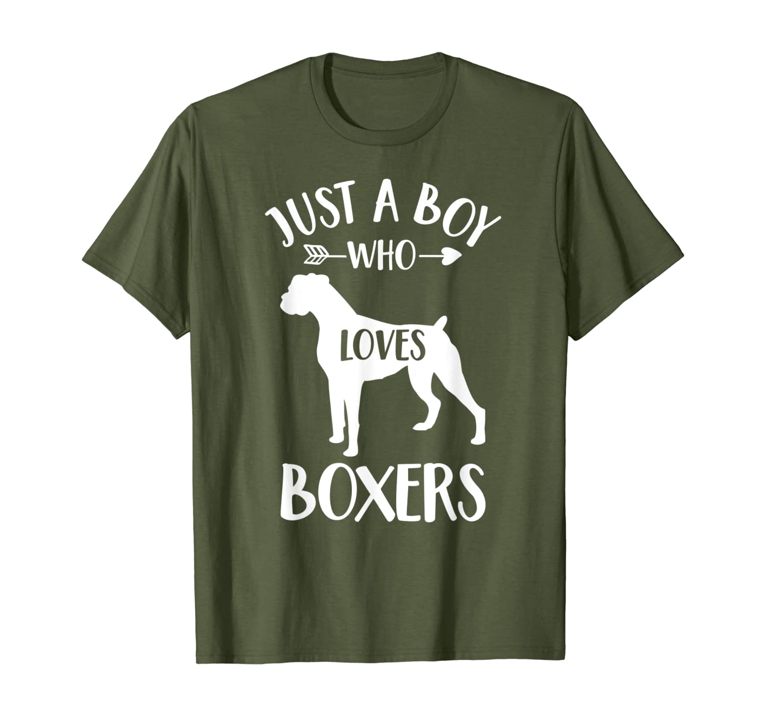 Just a Boy Who Loves Boxers Gift for Dog Lover Boys Boxer T-Shirt-image-703613098