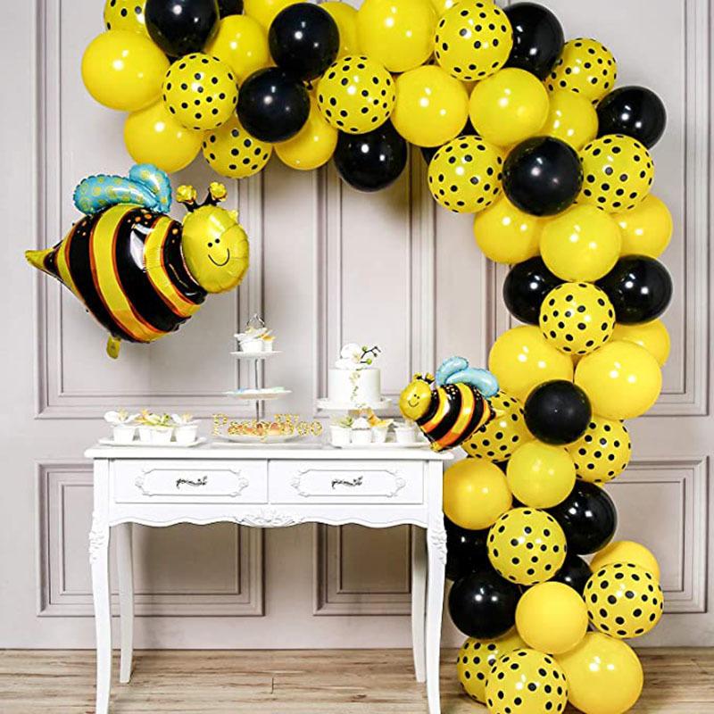 Décoration de fête 74pcs / Set Bee Balloons Kit Guirlande Black Yellow Ballon Arch Globos Thème De Mariage Anniversaire Décor Baby Douche Fournit