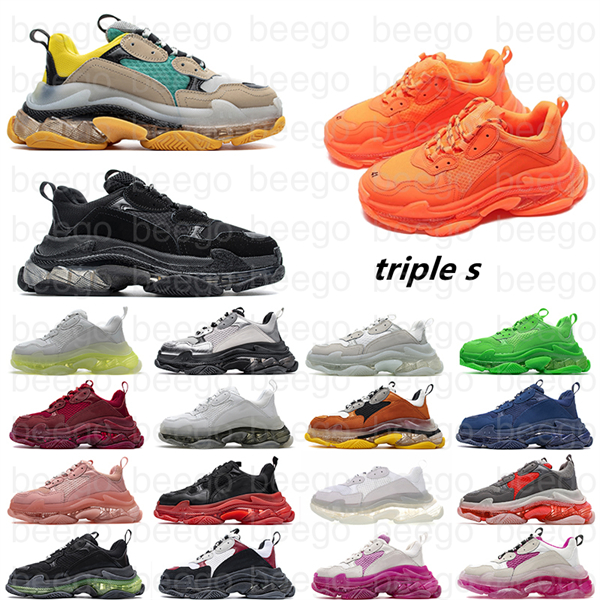 

2021 men women designer casual runner Running Shoes triples s sneakers sneaker 17fw paris triple Luxury Mens Womens platform black white Balenciaca clear sole, No.35