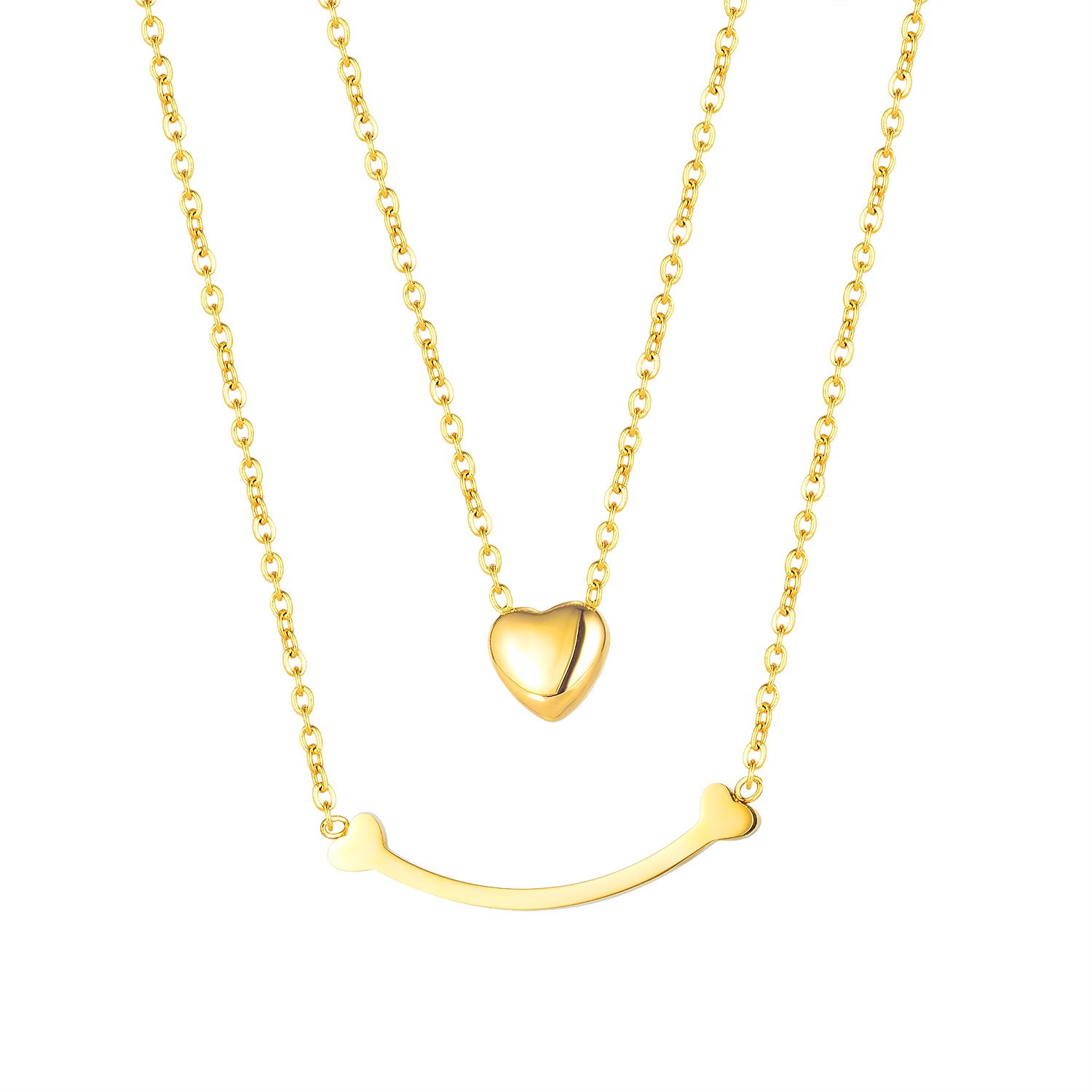 sweater chokers necklaces for womens double layer clavicle chain rose golden with diamond titanium love heart tag jewelry to girls sister birthda-image-708884243