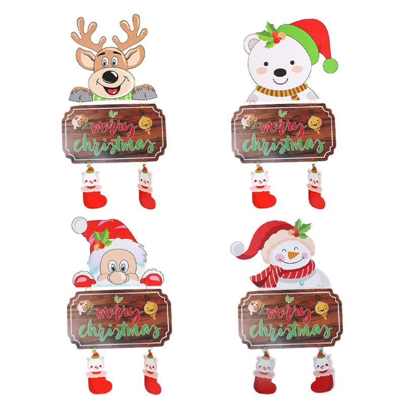 

Charms 4pcs Christmas Hanging Pendants Decorative Doorplate Cartoon Door Tag, Bronze;silver