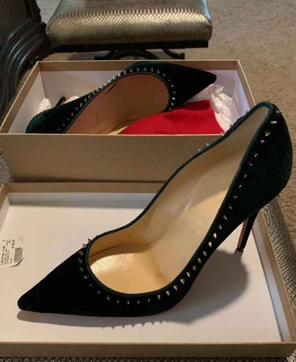 

Women Sandal Wedding party dress pump luxury red bottom spiked high heels Anjalina pumps Stiletto Pointed Heeled patent leather high-quality with box, 10