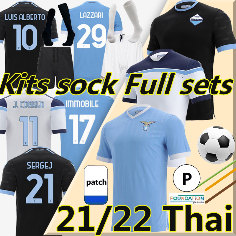 

21/22 Lazio soccer jerseys 2021 2022 LUIS ALBERTO IMMOBILE SERGEJ Vestiti da calcio J.CORREA ACERBI LAZZARI men kids Kits sock Full sets third football shirt uniforms, 21-22 away kit
