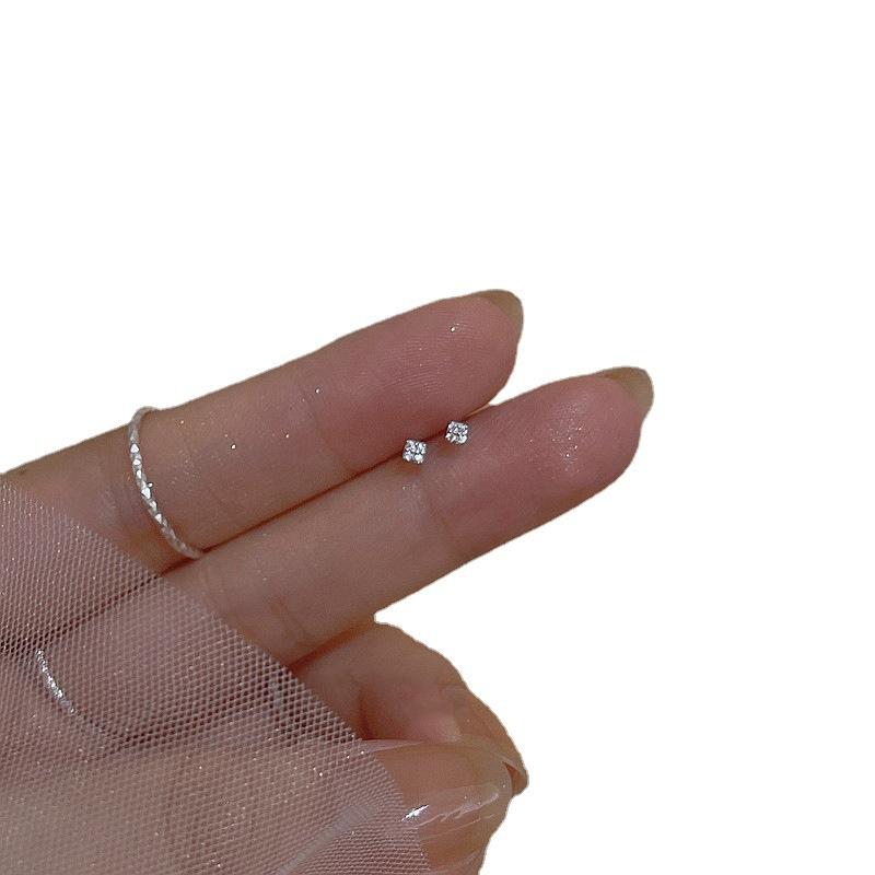 

925 Sterling Silver Earring Mini Stud Wedding Party Gifts CZ Zircon Crystal Geometric Square Studs Earrings For Women
