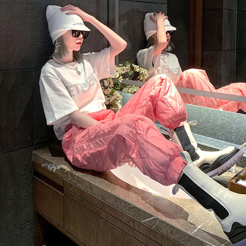 

Women's Pants & Capris Winter Women Long Casual With Lining Thick Korean Style Fashion High Waist Argyle Plaid Black White Warm Trousers