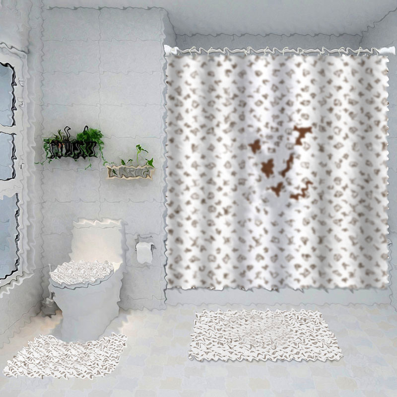 

Trend Print Shower Curtains Sets High-grade Four-piece Must Suit Bathroom Anti-peeping Non-slip Deodorant Bath Toilet Mats
