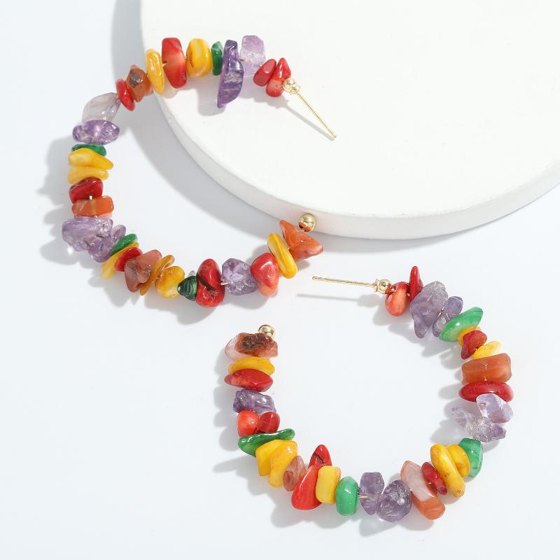 

Hoop & Huggie AENSOA Color Resin Irregular Eearrings For Women Fashion Unusual C-type Polymer Clay Earring Statement Party Jewelry Gifts